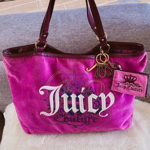 Vintage Juicy Couture Magenta Tote Bag w/ Coin Purse & Charm